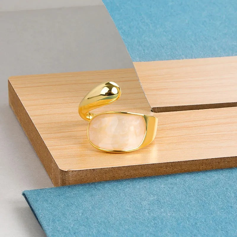 Bague Ajustable Minimaliste Irrégulière - Finition Or