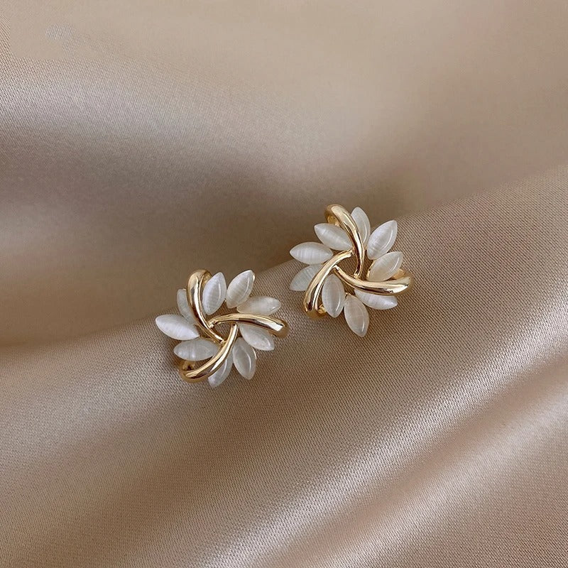 Boucles d’Oreilles Pétales d’Opale - Finition Or