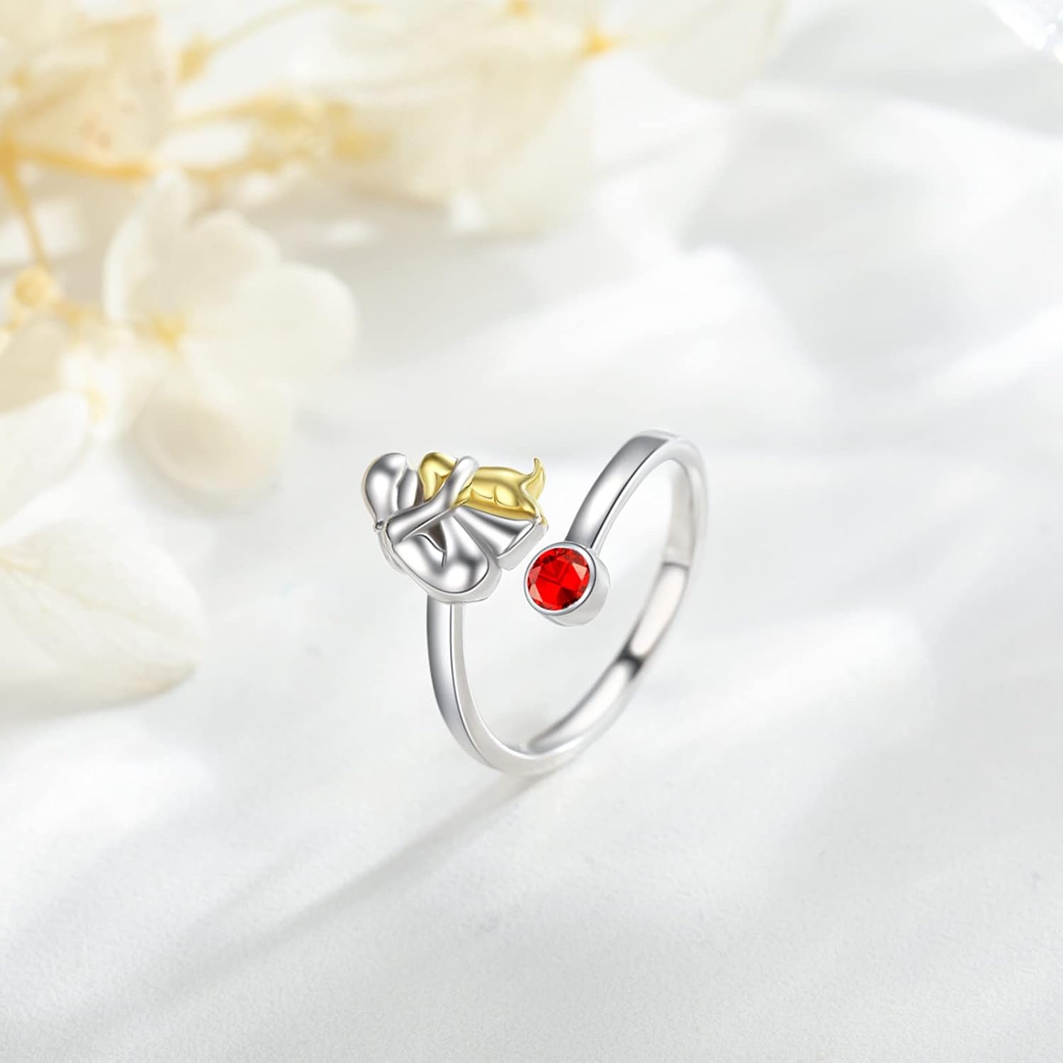 Bague Chien et Fille en Argent 925 - Ajustable et Symbolique