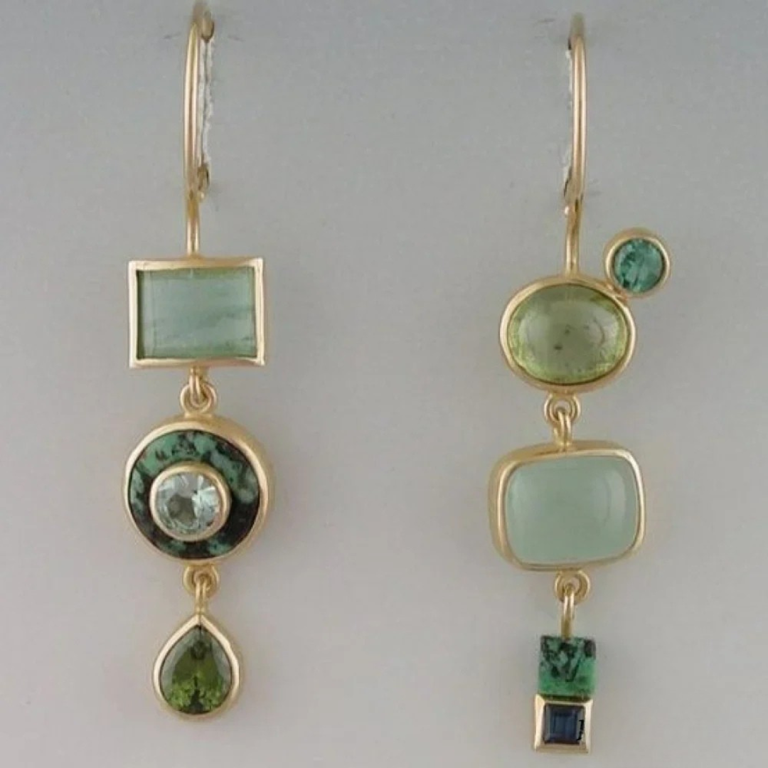 Boucles d'oreilles vintage vertes pendantes