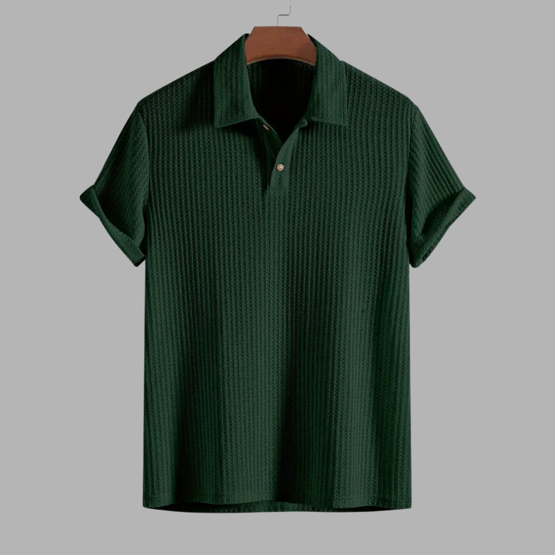 HEINZ | POLO TEXTURÉ EN VERT FORESTIER POUR CONFORT ET STYLE