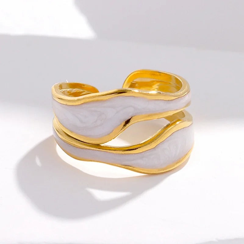 Bague Ajustable Ouverte Géométrique plaquée or 18K