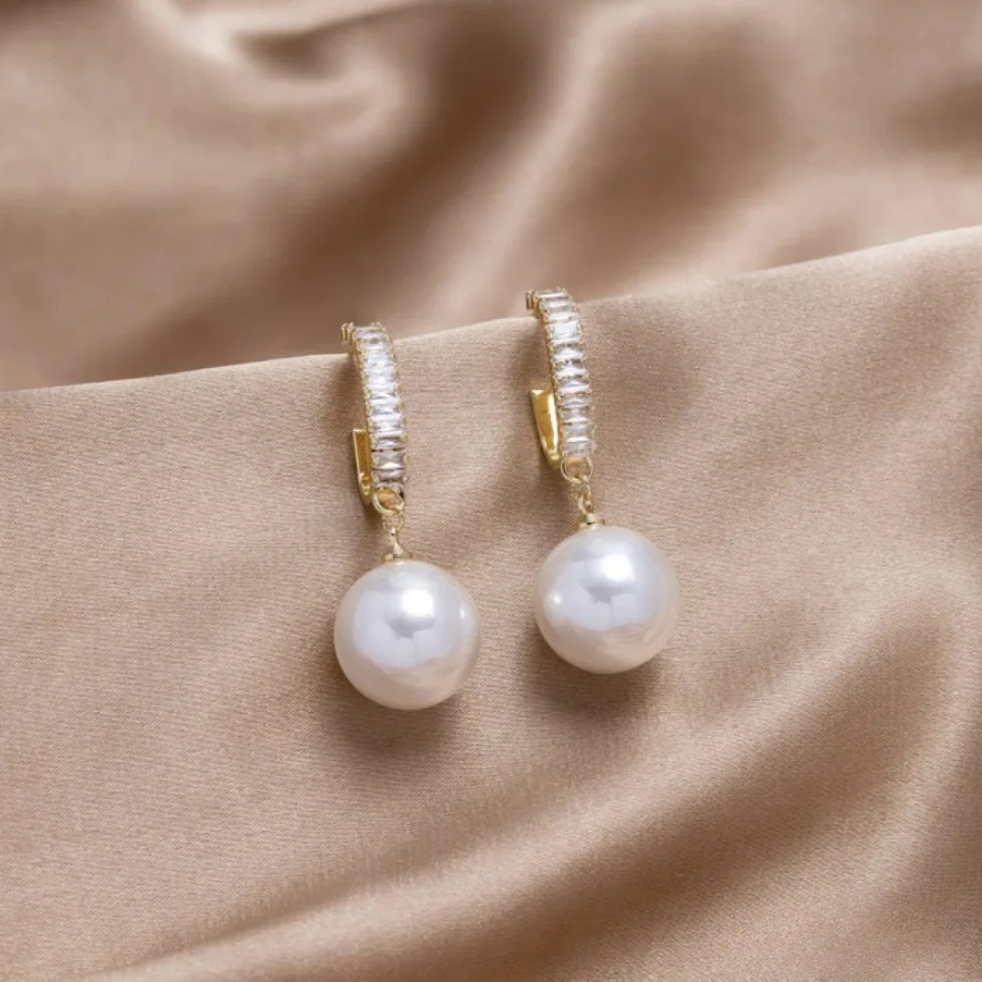 Boucles d'oreilles de luxe avec perle et zircon