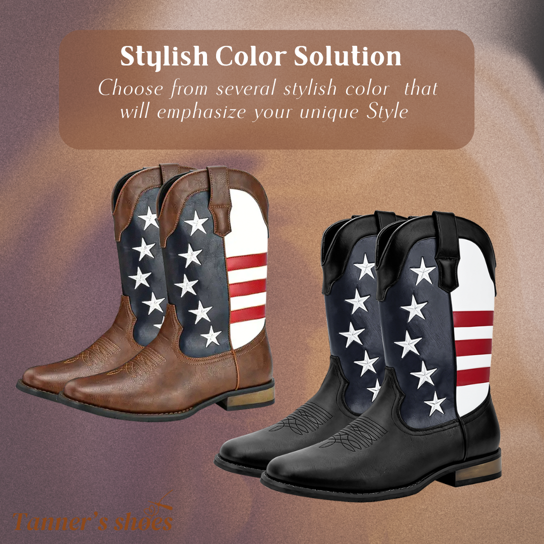 Andrew | Bottes de cowboy western personnalisées avec drapeau américain