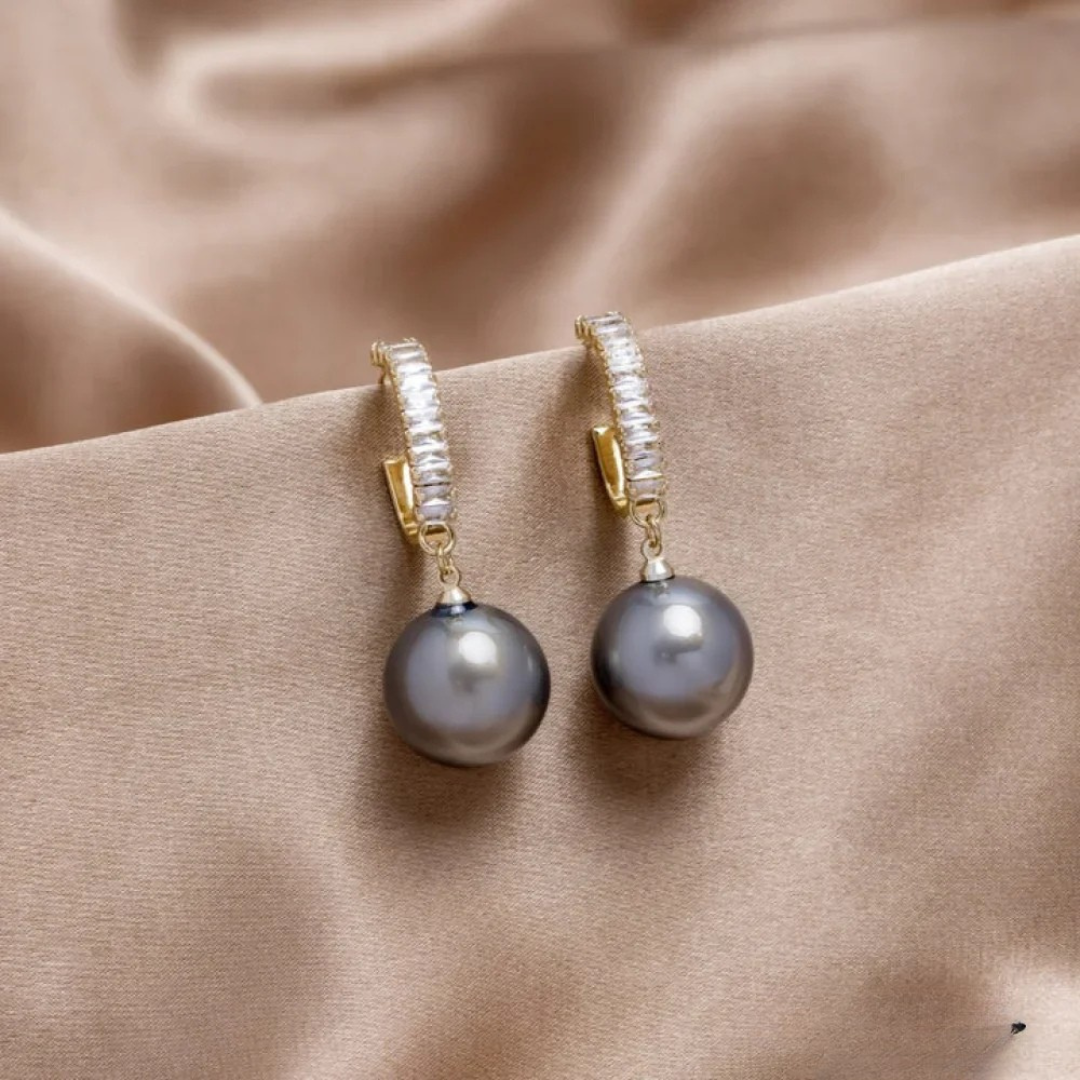 Boucles d'oreilles de luxe avec perle et zircon