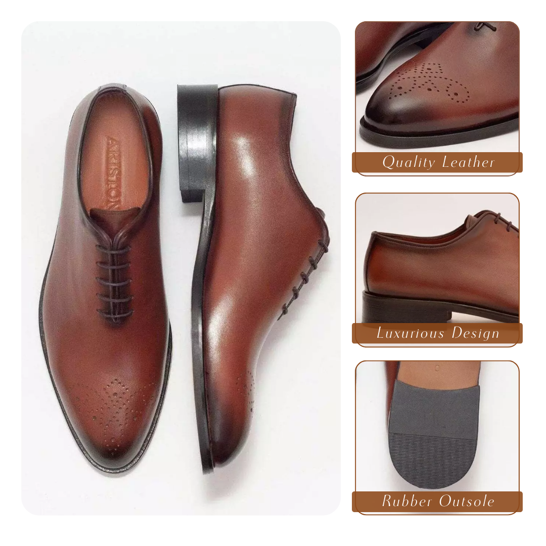 Ashton | Chaussures Oxford à Bout Ronde effet Cuir de Vache