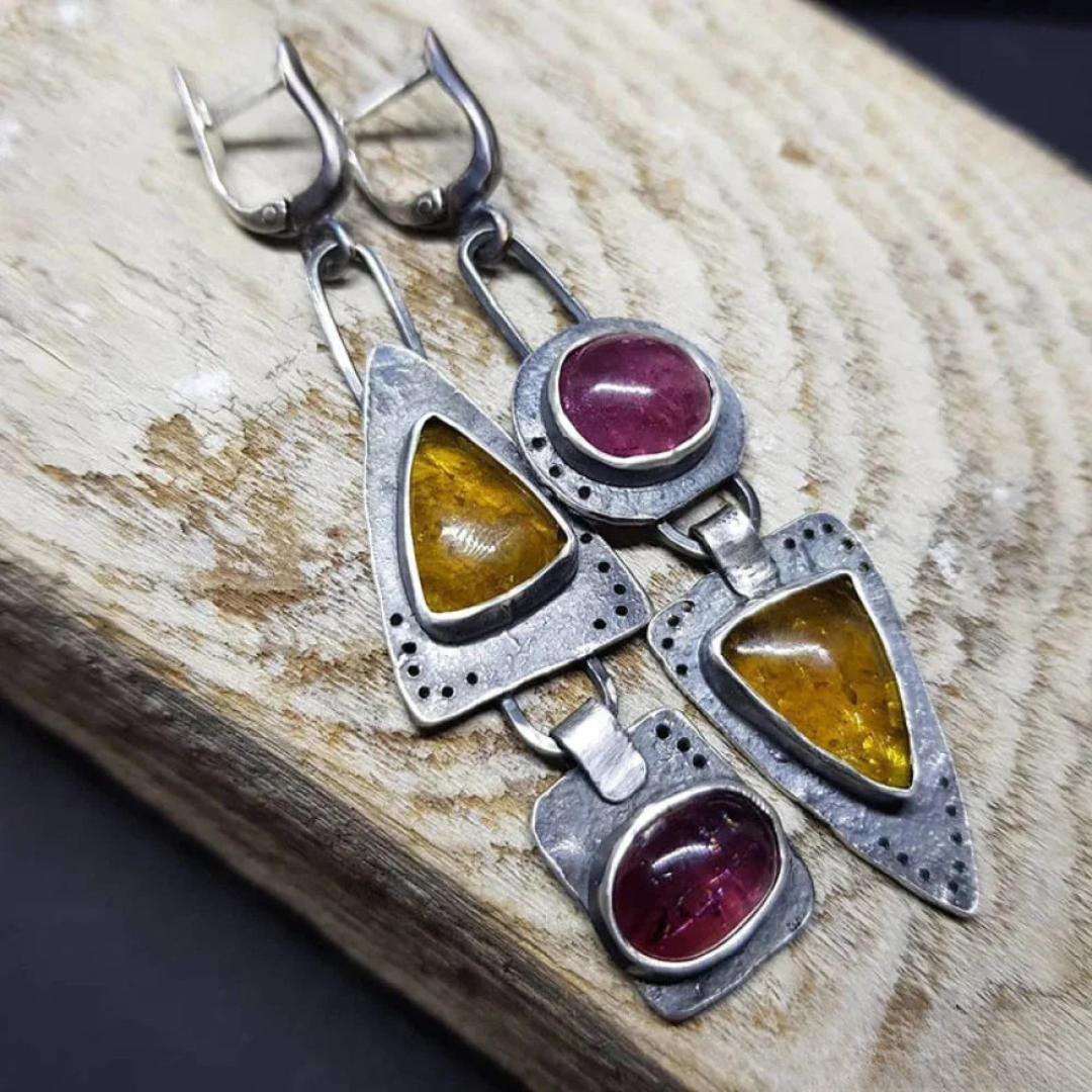 Boucles d'oreilles géométriques triangulaires vintage