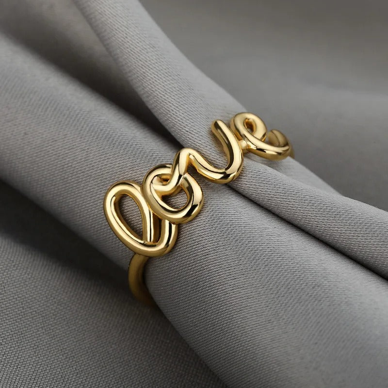 Bague Lettre d’Amour plaquée or 18K