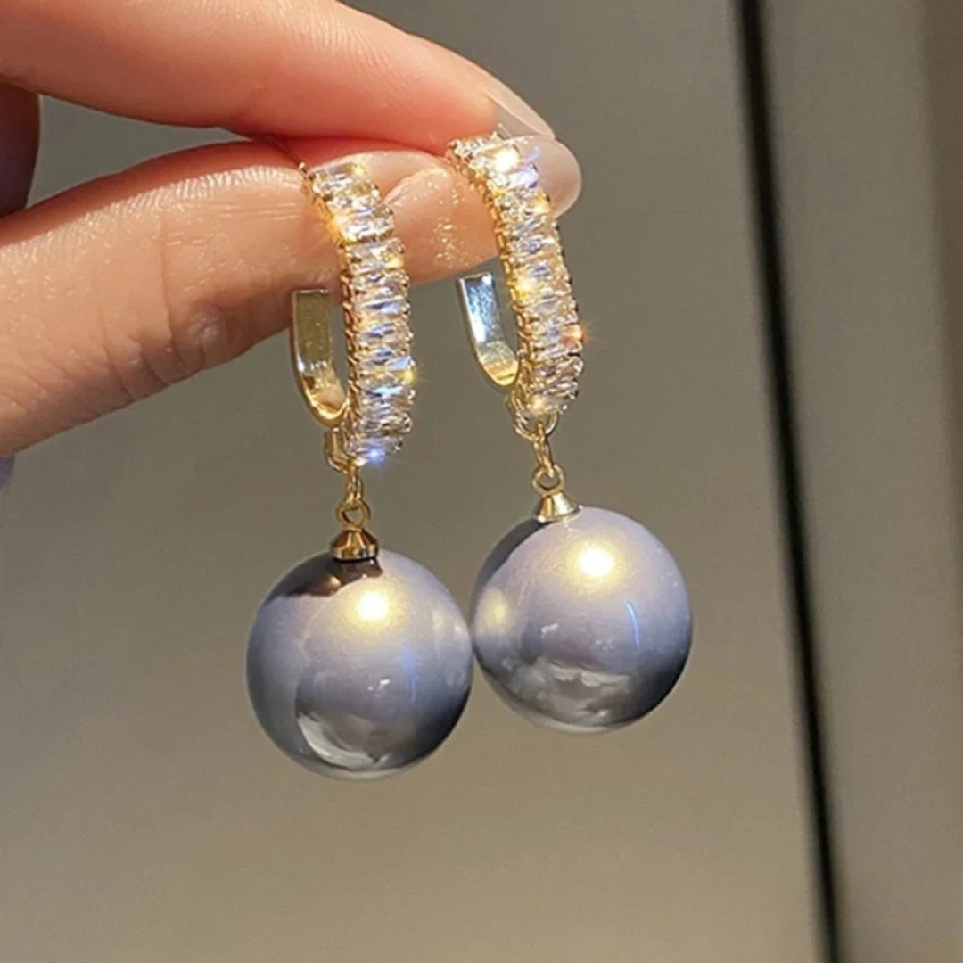Boucles d'oreilles de luxe avec perle et zircon
