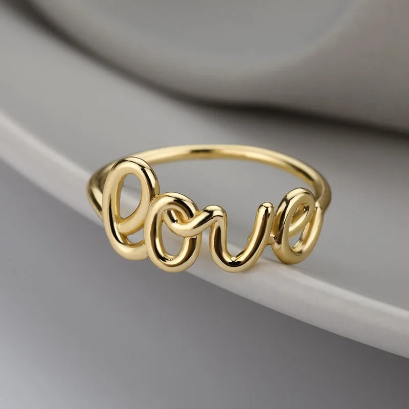 Bague Lettre d’Amour plaquée or 18K