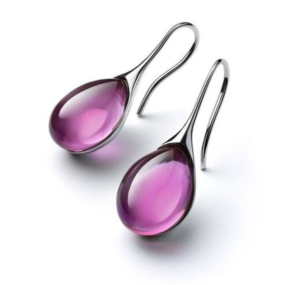 Boucles d’oreilles avec pierre effet cristal dorées et argentées