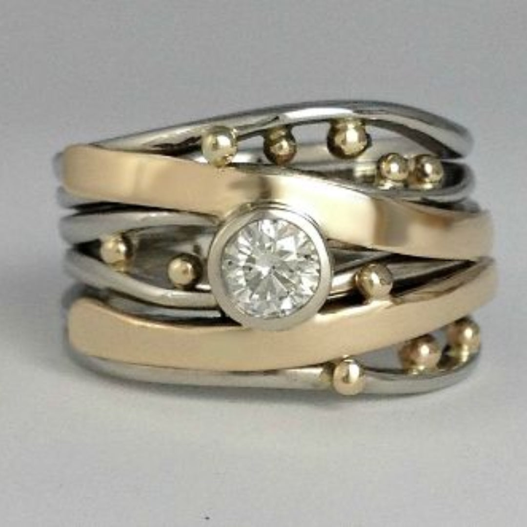 Bague Vintage avec Bourgeons et Zirconia