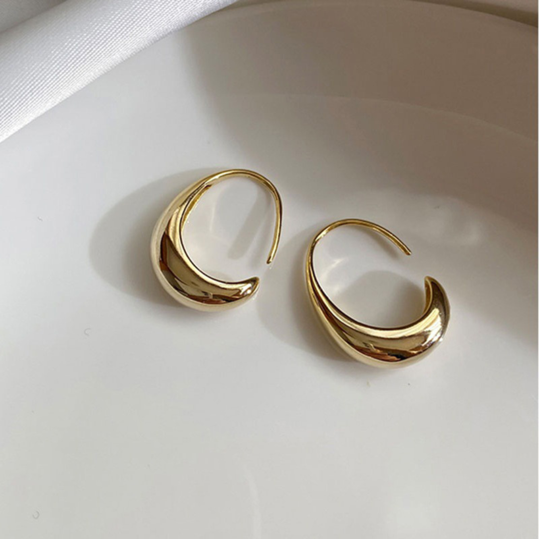 Boucles d'oreilles modernistes brillantes en plaqué or 18 Carats