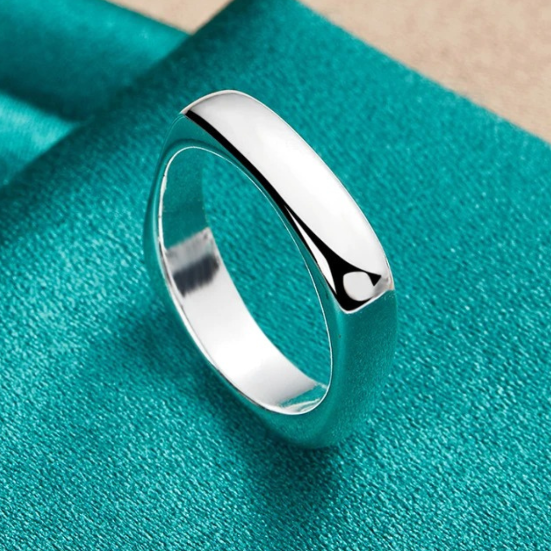 Bague carrée réglable en argentée