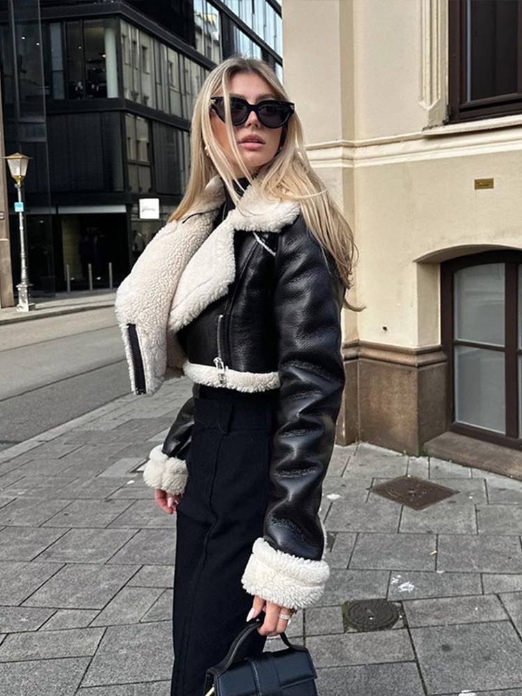 Yani -  Veste cropped avec col en fourrure