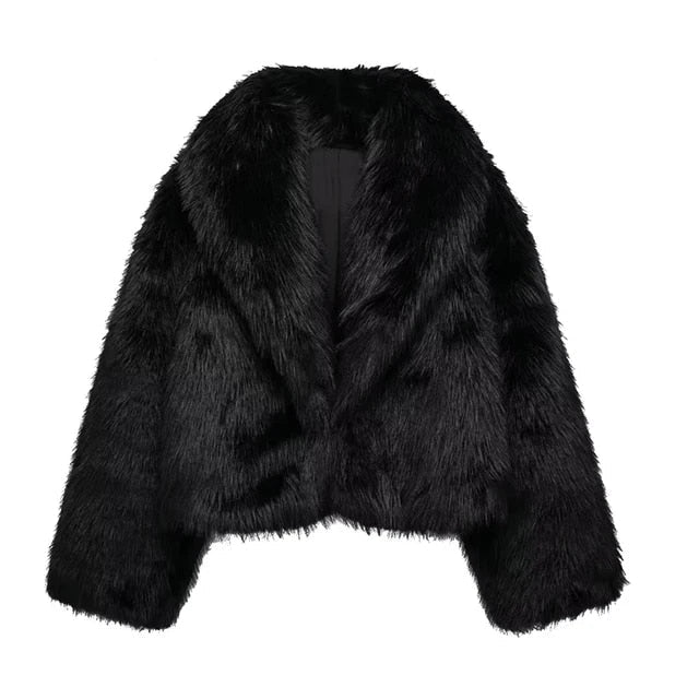 Yani - Manteau en Fourrure Noire Lux