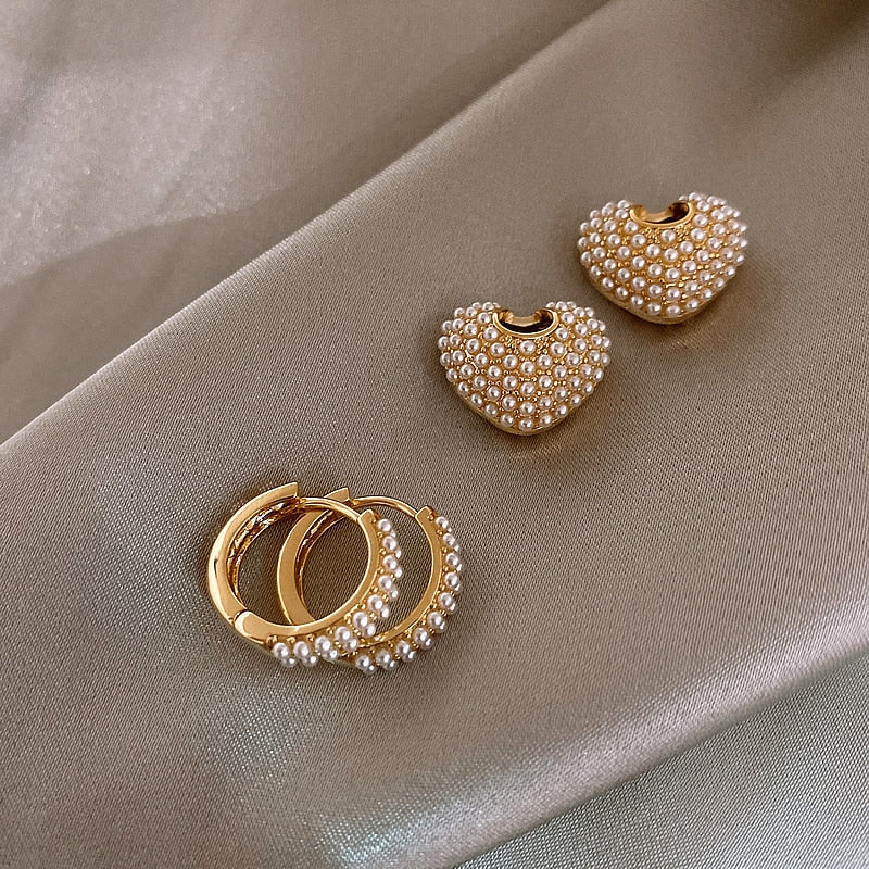 Boucles d'oreilles finition or « Perles de l'amour »