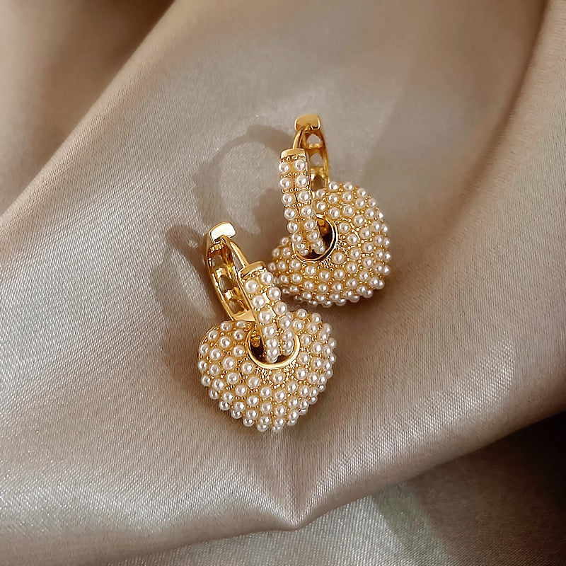 Boucles d'oreilles finition or « Perles de l'amour »