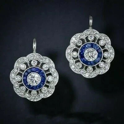 Boucles d'oreilles en argent vintage « Mandala » avec zirconia