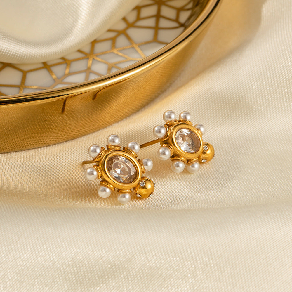 Boucles d'Oreilles Élégantes Finition Or & Perles