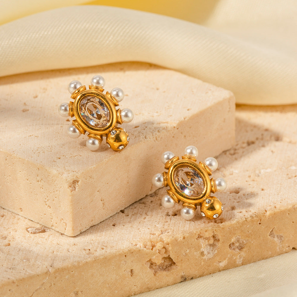 Boucles d'Oreilles Élégantes Finition Or & Perles