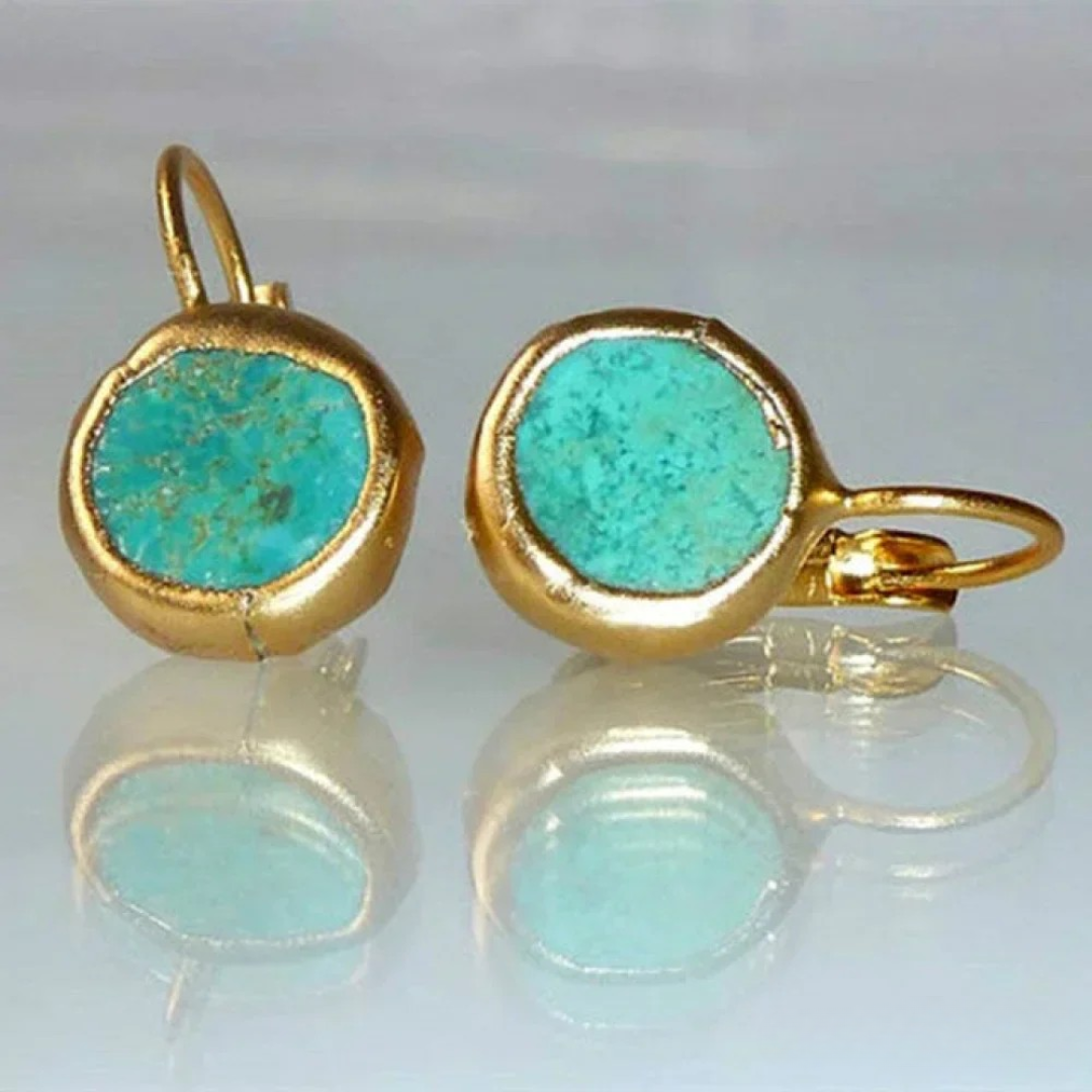 Boucles d'oreilles dorées Vintage Turquoise