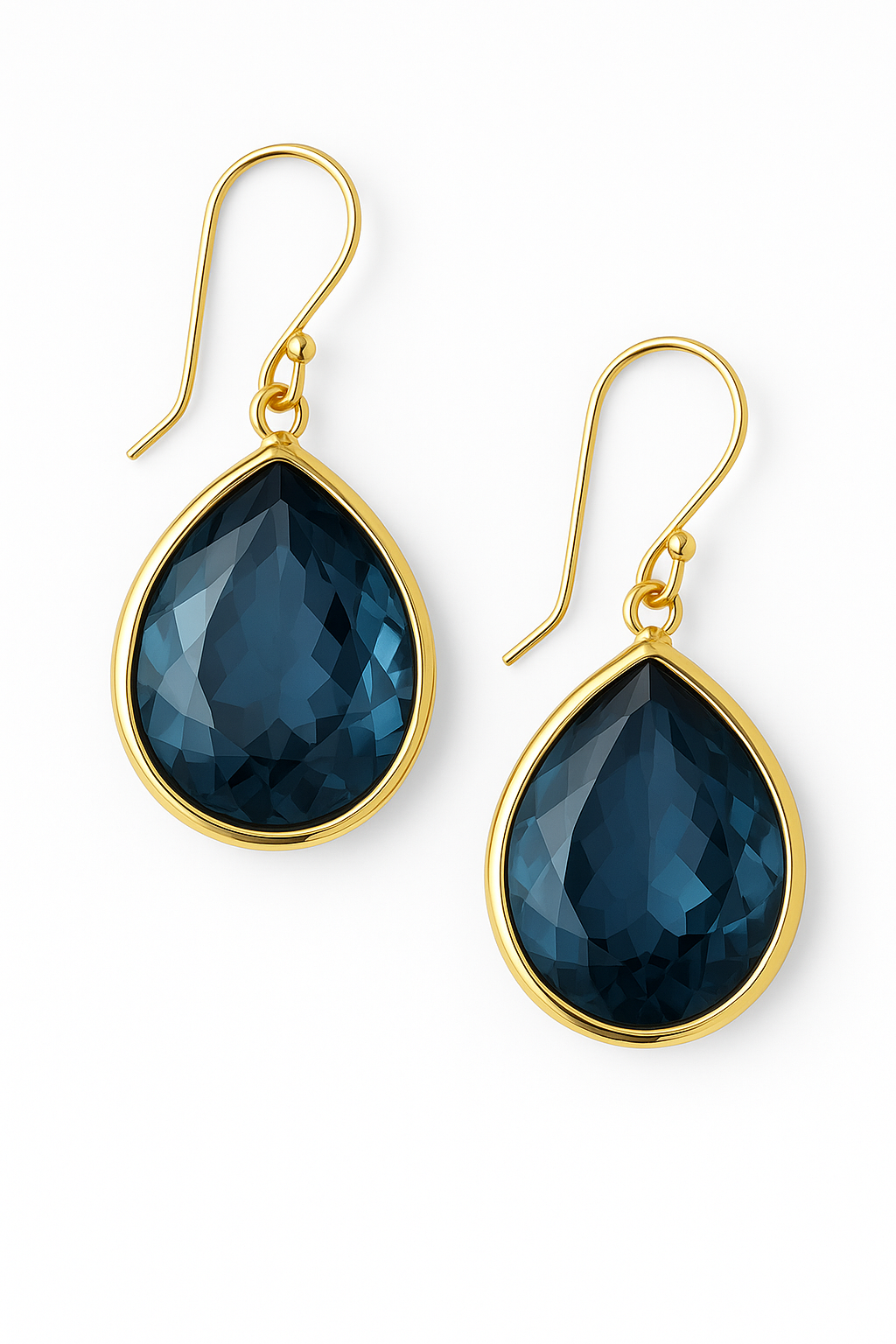 Boucles d'Oreilles Vintage en Cristal Bleu en Forme de Goutte