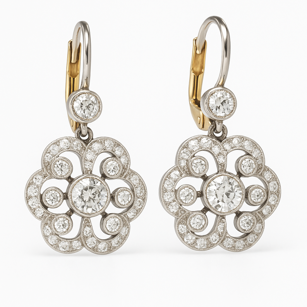 Boucles d’oreilles mandala avec effet cristal vintage