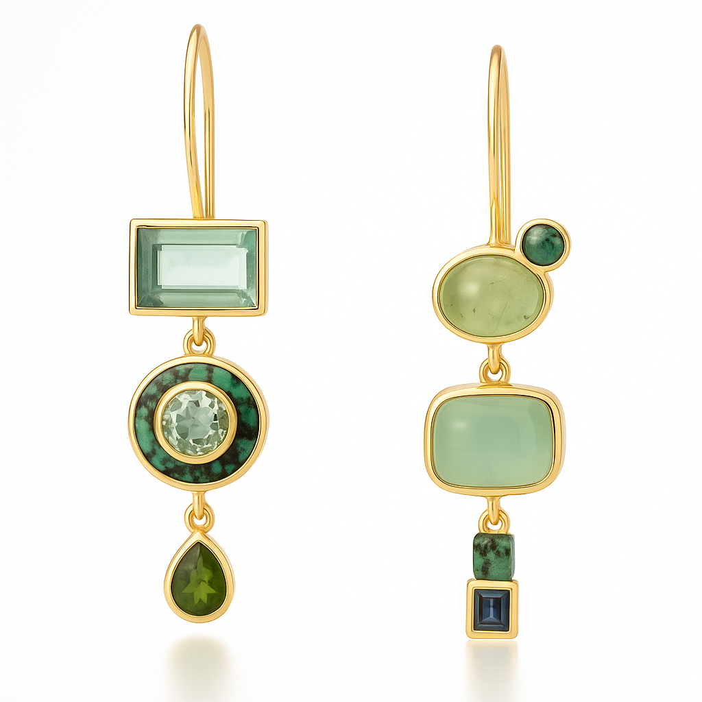 Boucles d'oreilles vintage vertes pendantes