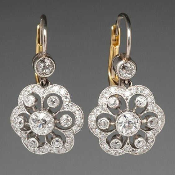 Boucles d’oreilles mandala avec effet cristal vintage