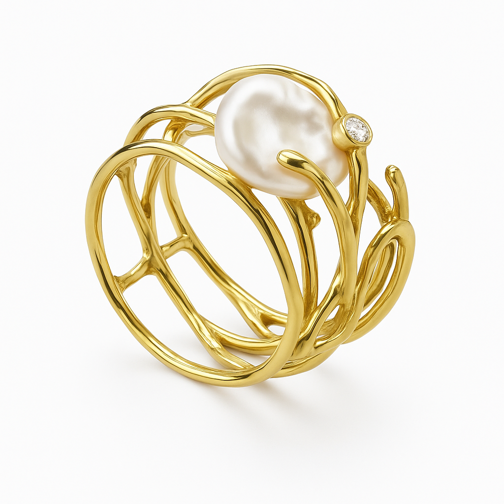 Bague vintage avec perle nacrée