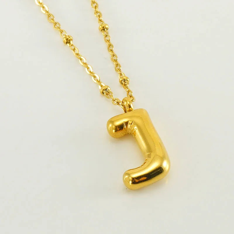 Collier spécial initiales plaqué or 18 carats avec bulles de ballon