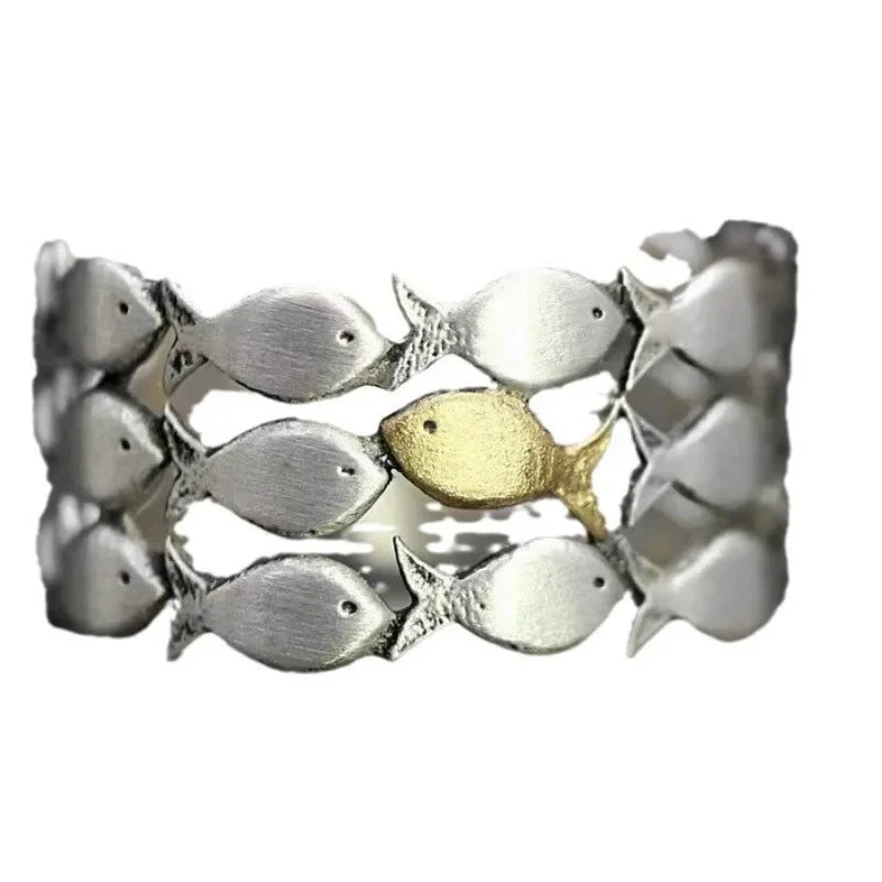 Bague doré ajustable en petit poisson