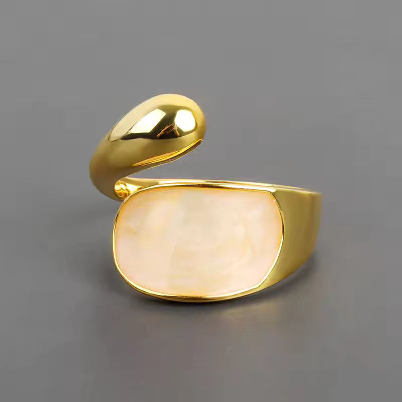 Bague Ajustable Minimaliste Irrégulière - Finition Or
