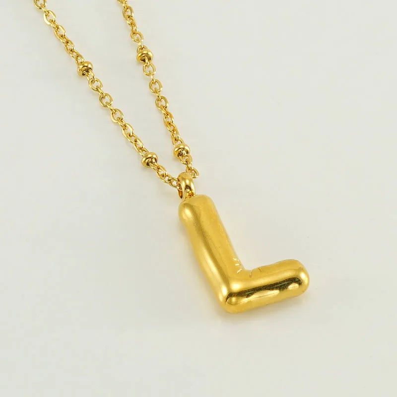 Collier spécial initiales plaqué or 18 carats avec bulles de ballon