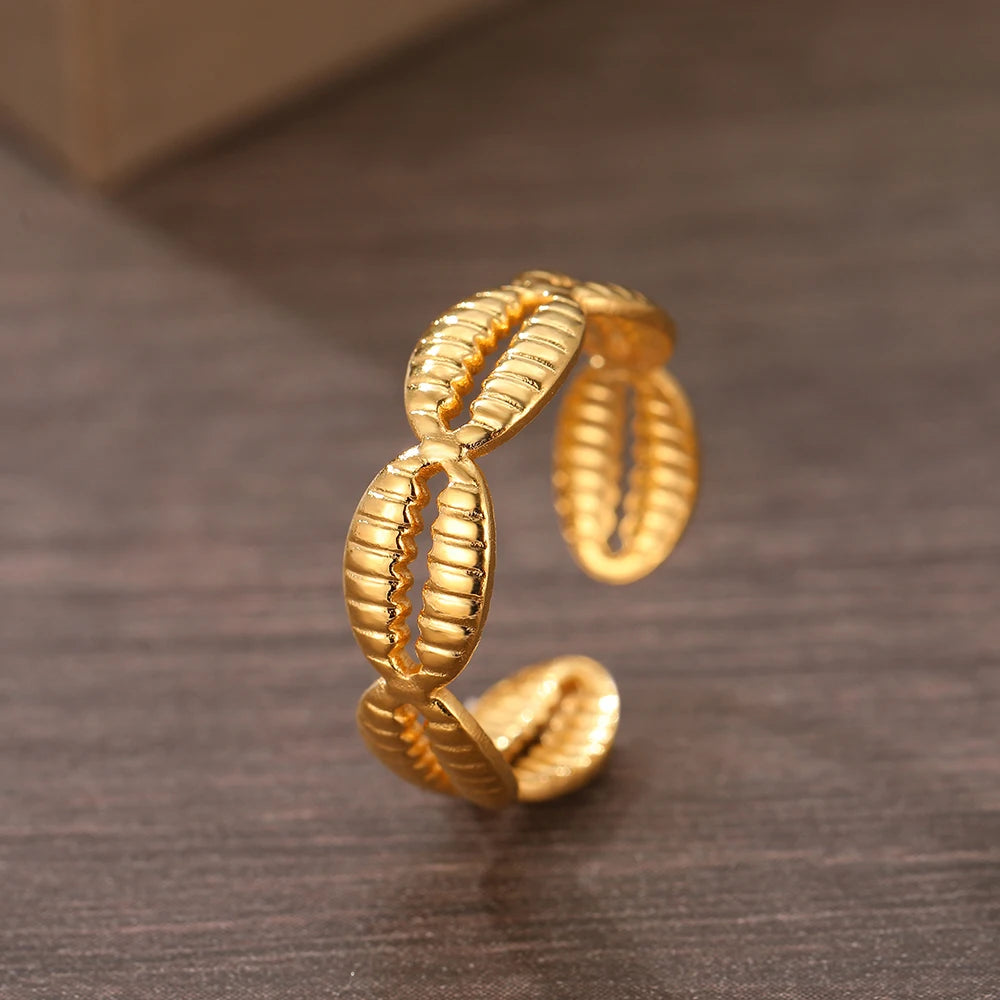 Bague Ajustable Creuse – Finition Or