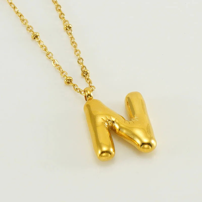 Collier spécial initiales plaqué or 18 carats avec bulles de ballon