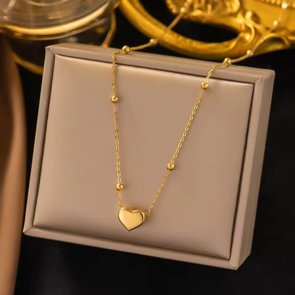 Collier Cœur Clavicule plaqué or 18K
