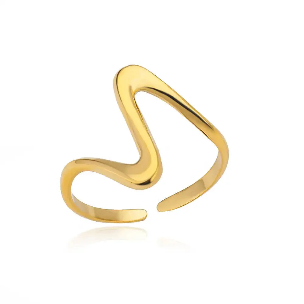 Bague Ajustable Inspirée des Vagues Finition Or
