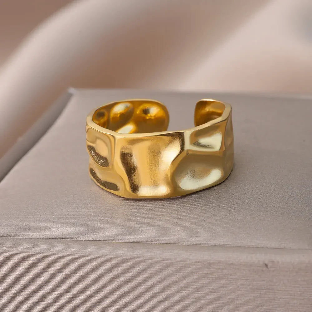 Bague Ajustable Géométrique – Finition Or
