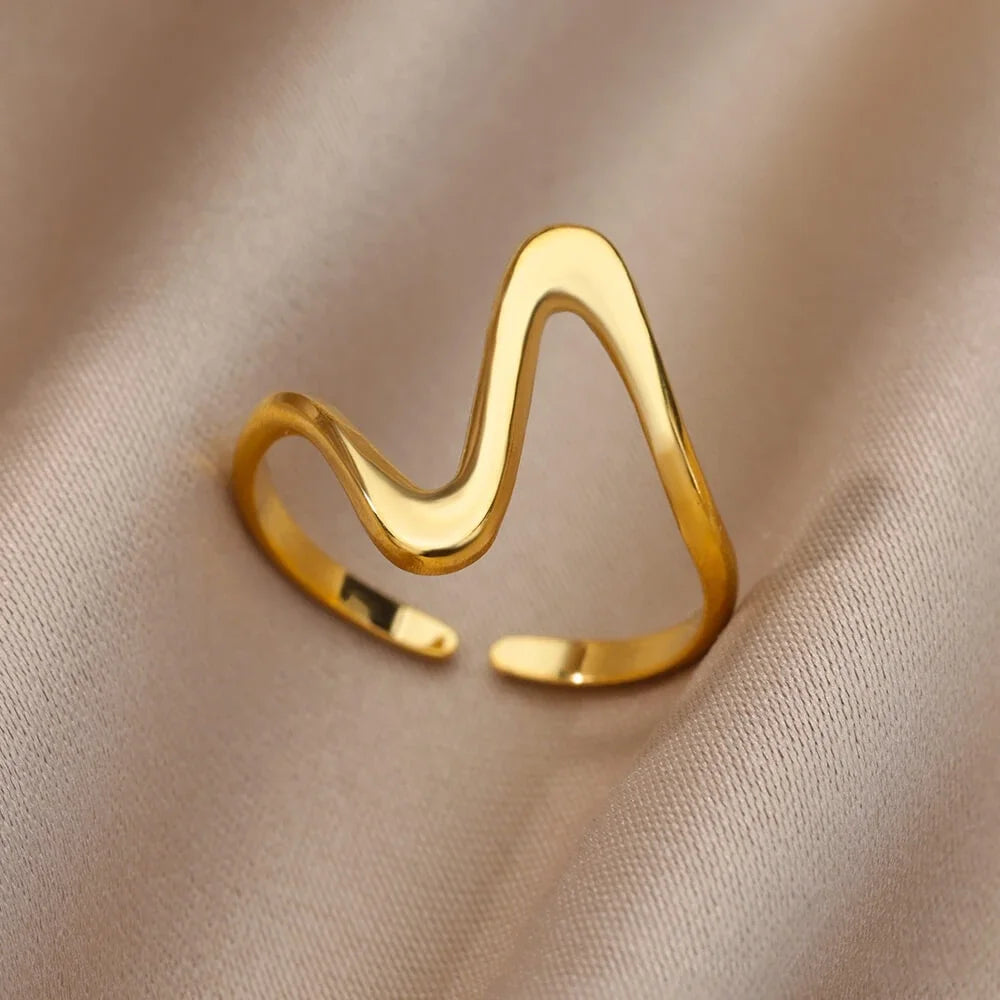 Bague Ajustable Inspirée des Vagues Finition Or