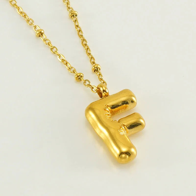 Collier spécial initiales plaqué or 18 carats avec bulles de ballon
