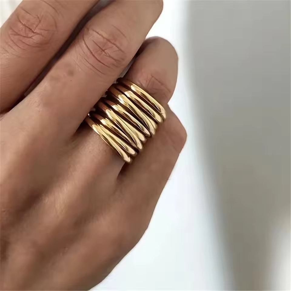 Bague Multicouche Hip Hop plaquée or 18K