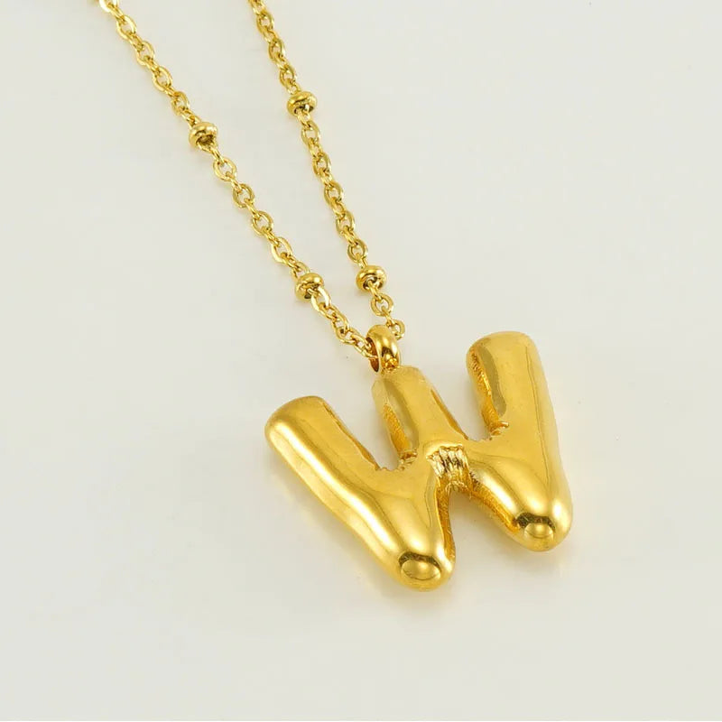 Collier spécial initiales plaqué or 18 carats avec bulles de ballon