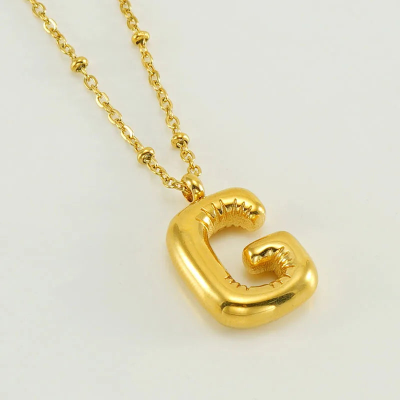 Collier spécial initiales plaqué or 18 carats avec bulles de ballon