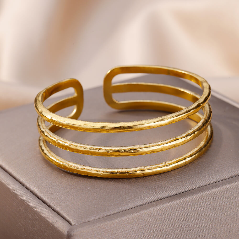 Bracelet Ajustable Égyptien Ankh plaqué or 18K