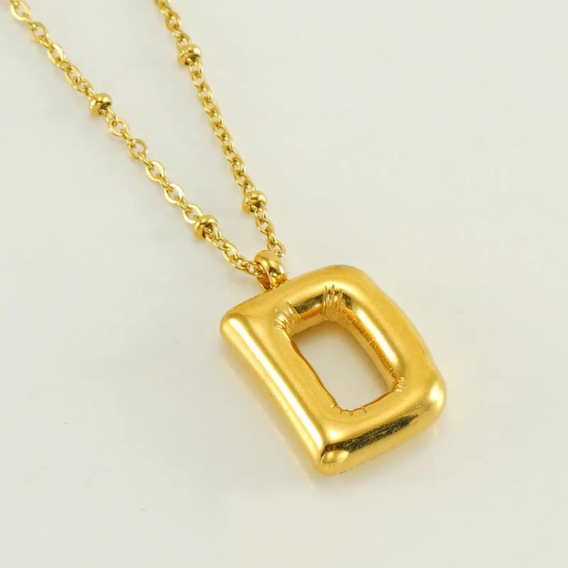 Collier spécial initiales plaqué or 18 carats avec bulles de ballon