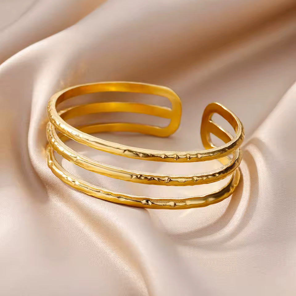 Bracelet Ajustable Égyptien Ankh plaqué or 18K