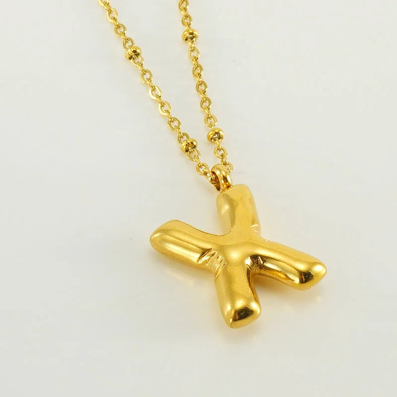 Collier spécial initiales plaqué or 18 carats avec bulles de ballon