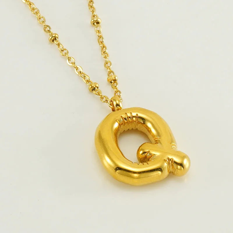 Collier spécial initiales plaqué or 18 carats avec bulles de ballon